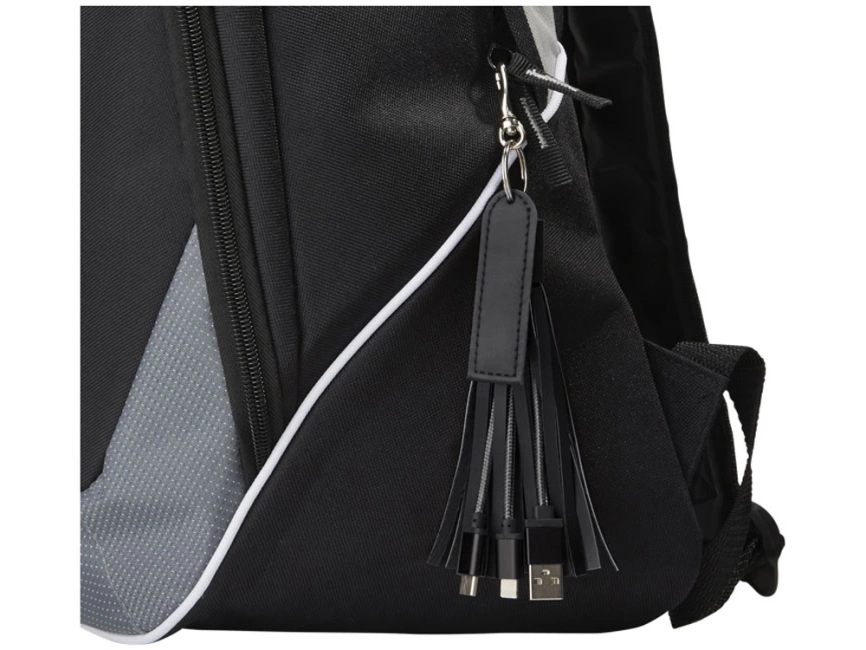 Тканевый кабель для зарядки Tassel 3-в-1, черный фото 4