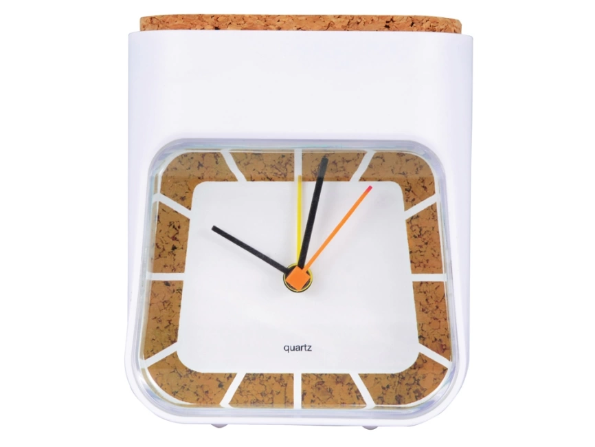 Часы настольные Cork, белый/коричневый фото 4