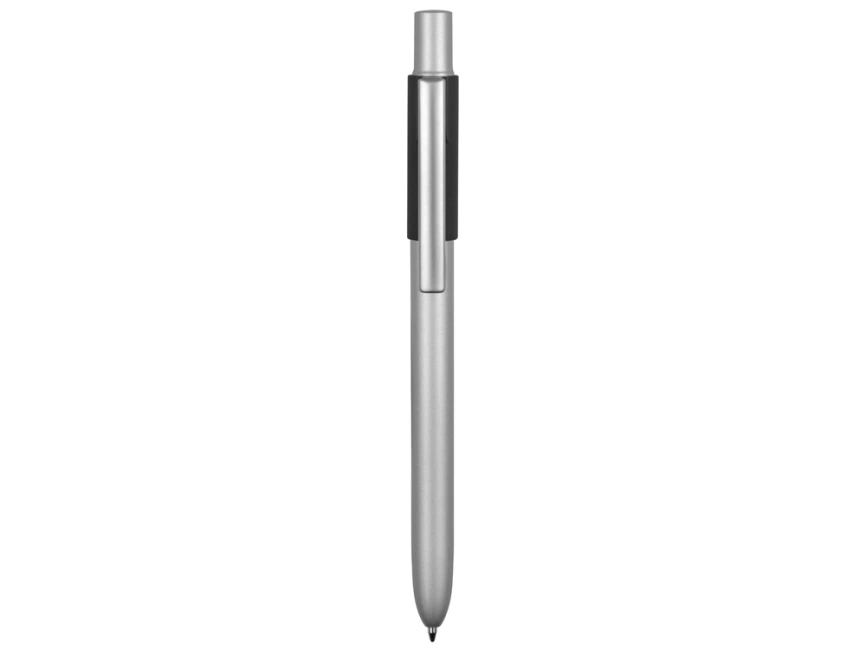 Ручка металлическая шариковая Bobble с силиконовой вставкой, серый/черный фото 2