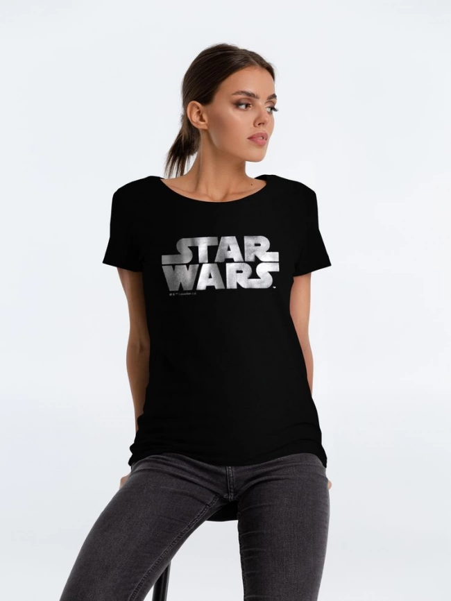 Футболка женская Star Wars Silver, черная с серебристым, размер S фото 1