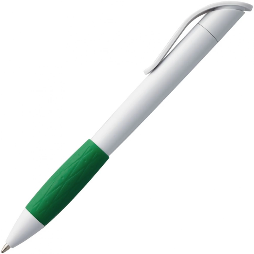 Ручка шариковая Grip, белая с зеленым фото 3