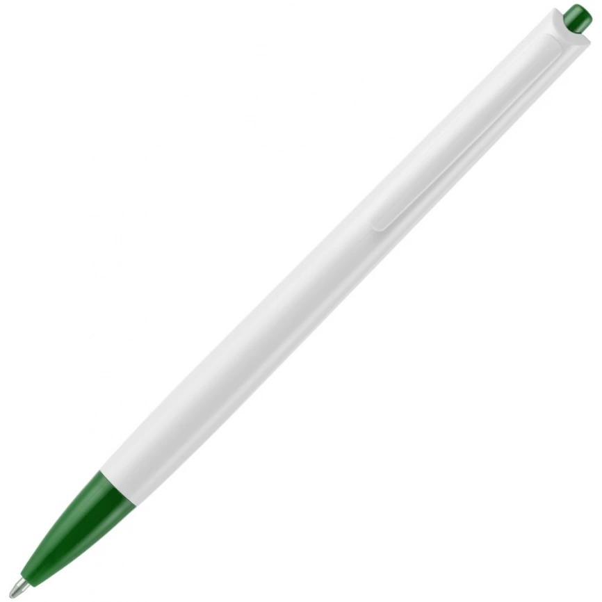 Ручка шариковая Tick, белая с зеленым фото 3