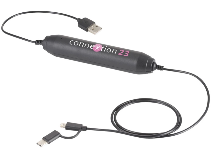 Портативное зарядное устройство, 2000 mAh/кабель 3 в 1, черный фото 6