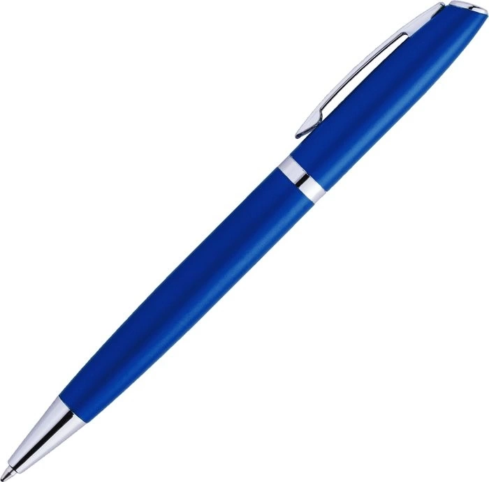 Ручка металличечкая VESTA, синяя с серебристым фото 3