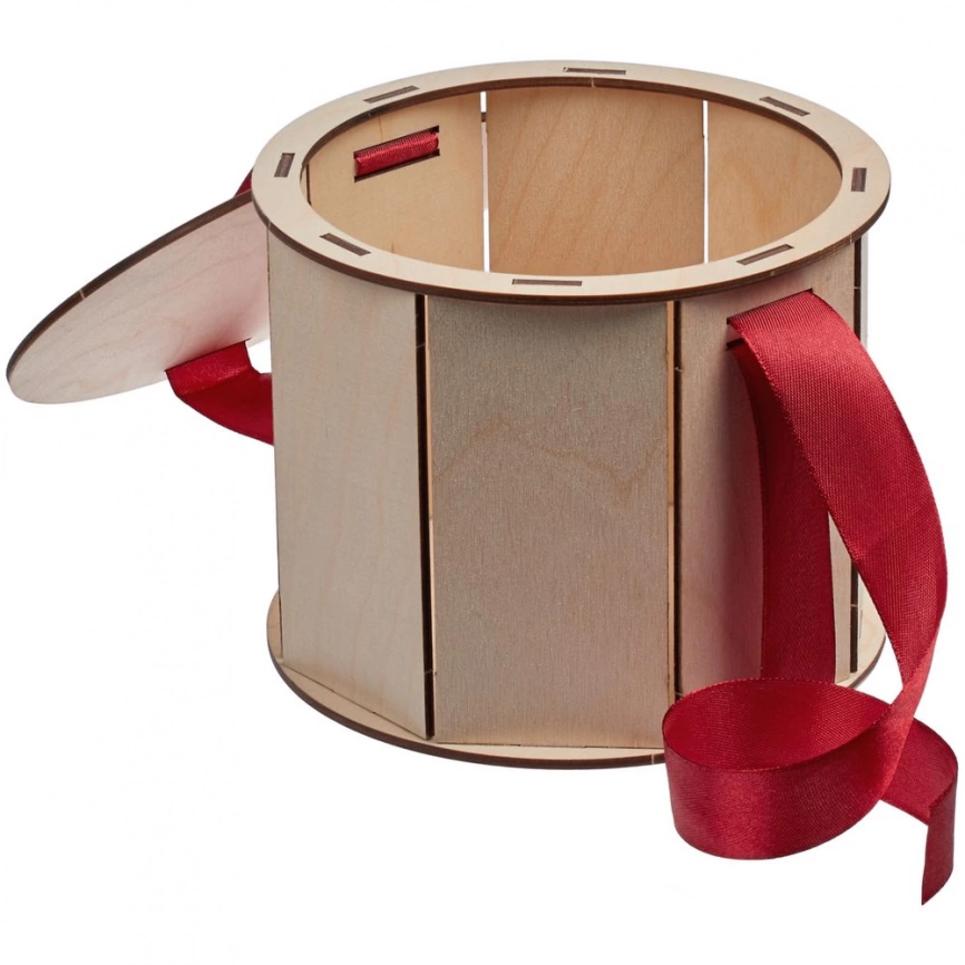 Коробка Drummer, круглая, с красной лентой фото 2