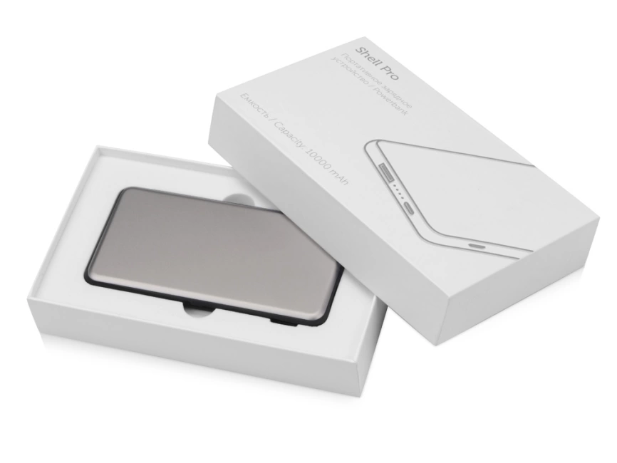 Портативное зарядное устройство Shell Pro, 10000 mAh, серебристый/черный фото 11
