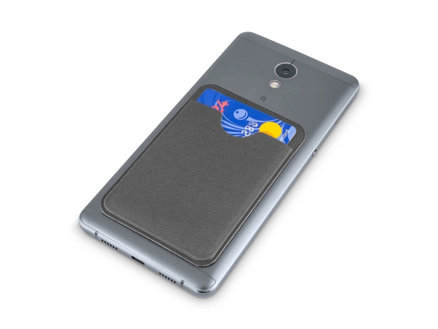Чехол-картхолдер Favor на клеевой основе на телефон для пластиковых карт и и карт доступа, серый фото 4