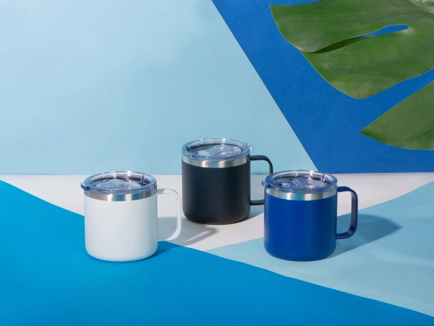 Кружка стальная Alaska с крышкой слайдером, powder coating, белый фото 9