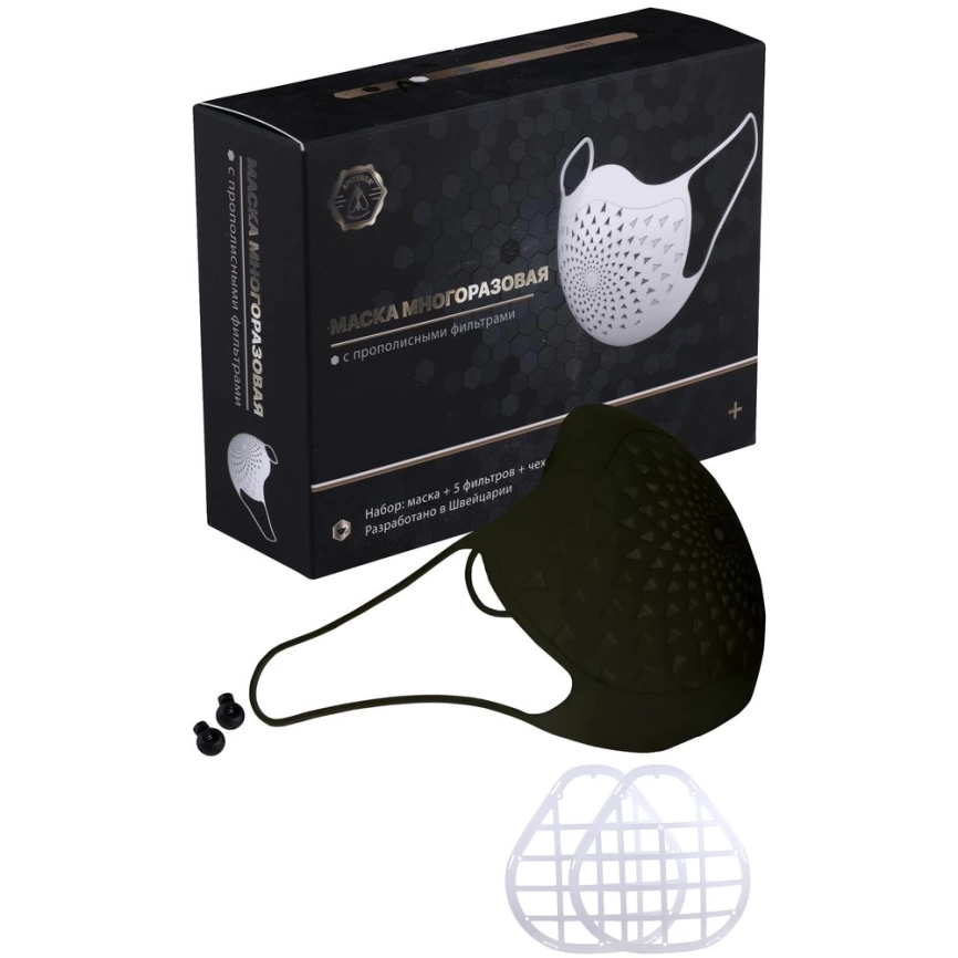 Многоразовая маска с прополисом PropMask, силиконовая, черная фото 3