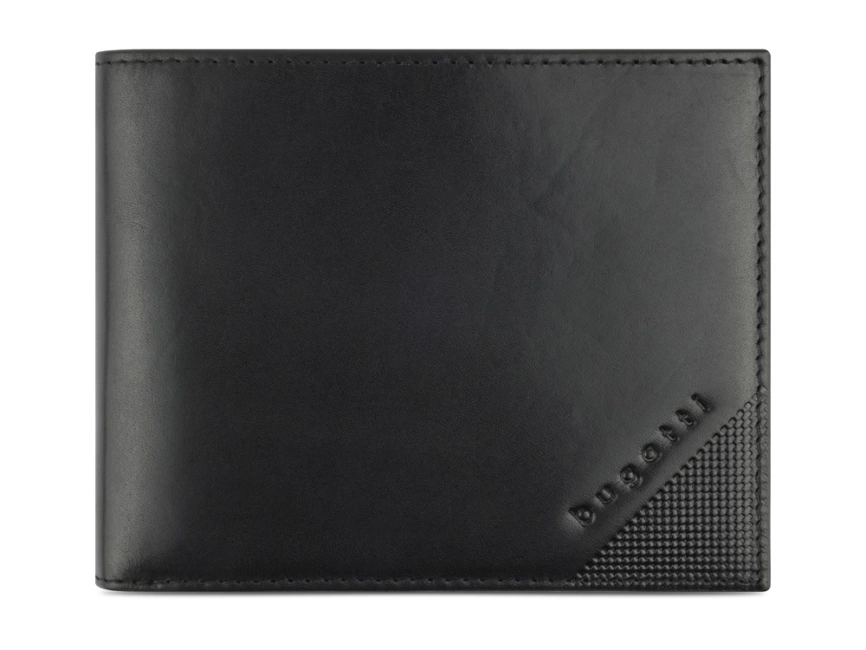 Портмоне BUGATTI Nobile, с защитой данных RFID, чёрное, воловья кожа/полиэстер, 12х2х9,5 см фото 2