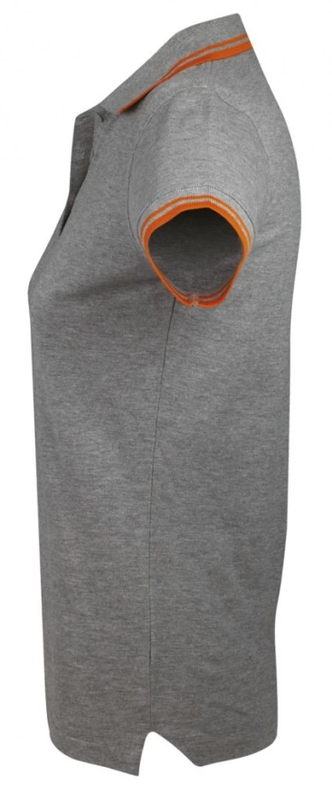 Рубашка поло женская Pasadena Women 200 с контрастной отделкой, серый меланж/оранжевый, размер S фото 3