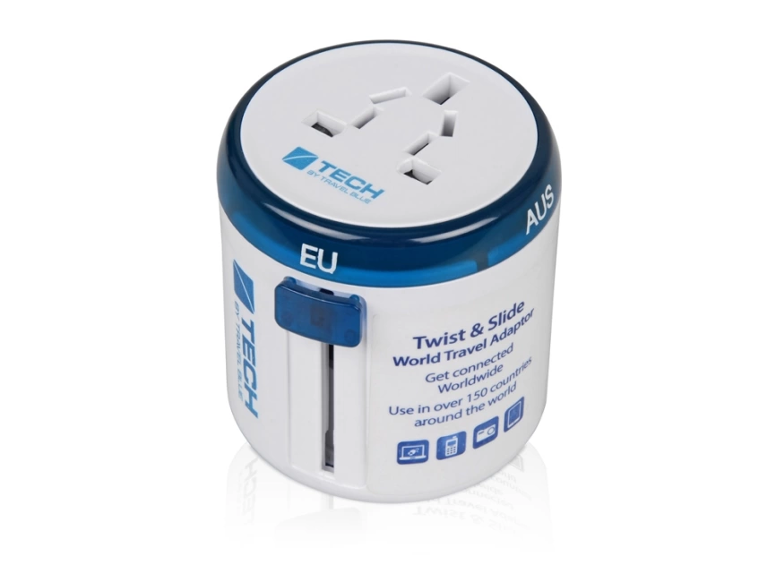 Адаптер Travel Blue Twist & Slide Travel Adaptor, голубой/белый фото 1