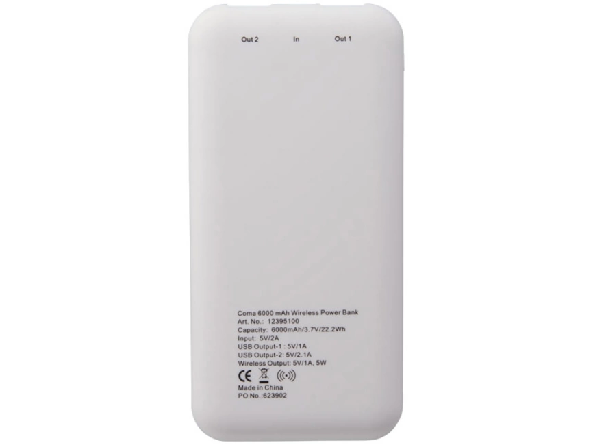 Беспроводное зарядное устройство Coma 6000 мА/ч, белый фото 2
