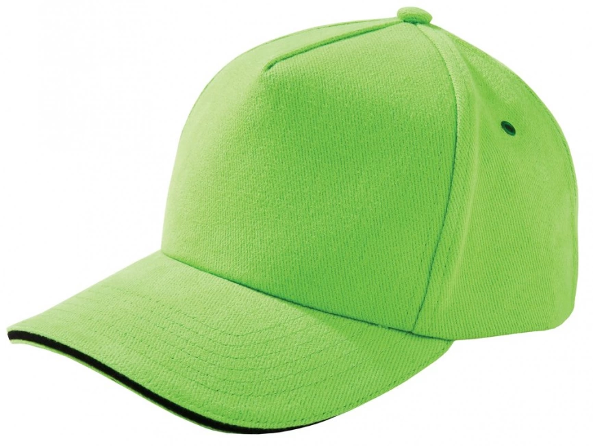 Бейсболка Unit Classic, зеленое яблоко с черным кантом фото 1