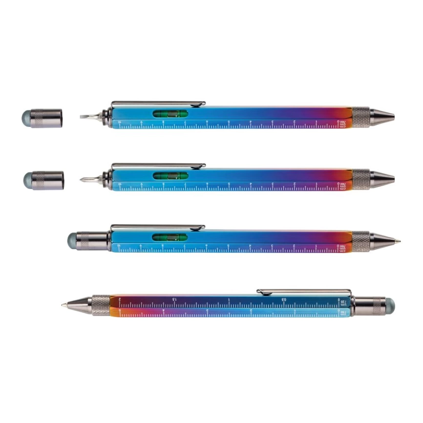 Ручка шариковая Construction Spectrum, мультиинструмент, радужная фото 3