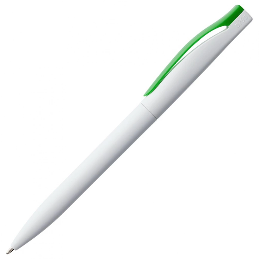 Ручка шариковая Pin, белая с зеленым фото 1