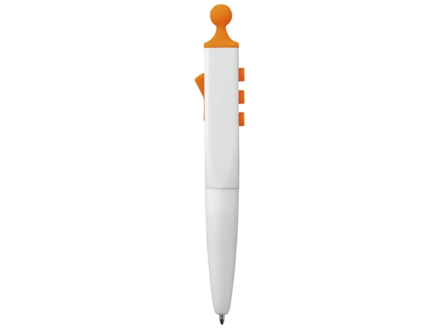 Ручка шариковая Clic Pen, белая с оранжевым фото 3