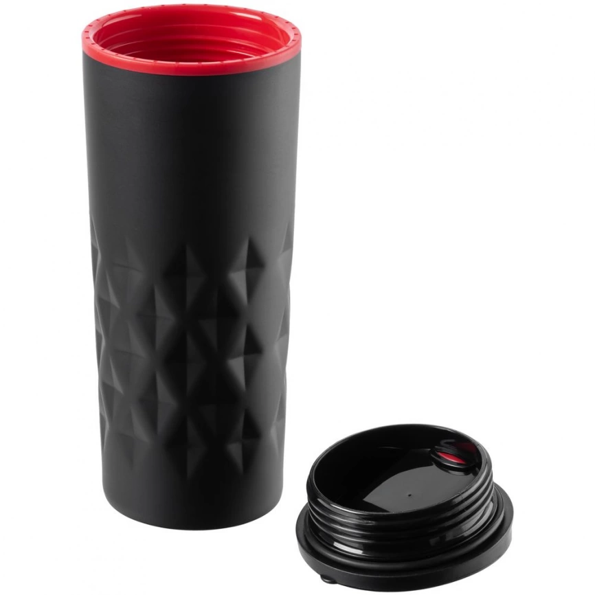 Термостакан Relief, черный с красным фото 2
