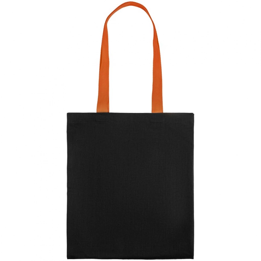 Холщовая сумка BrighTone, черная с оранжевыми ручками фото 3