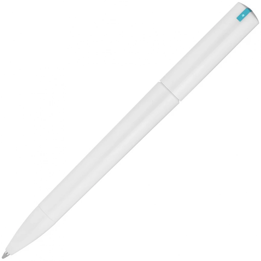 Ручка шариковая Split White Neon, белая с голубым фото 3