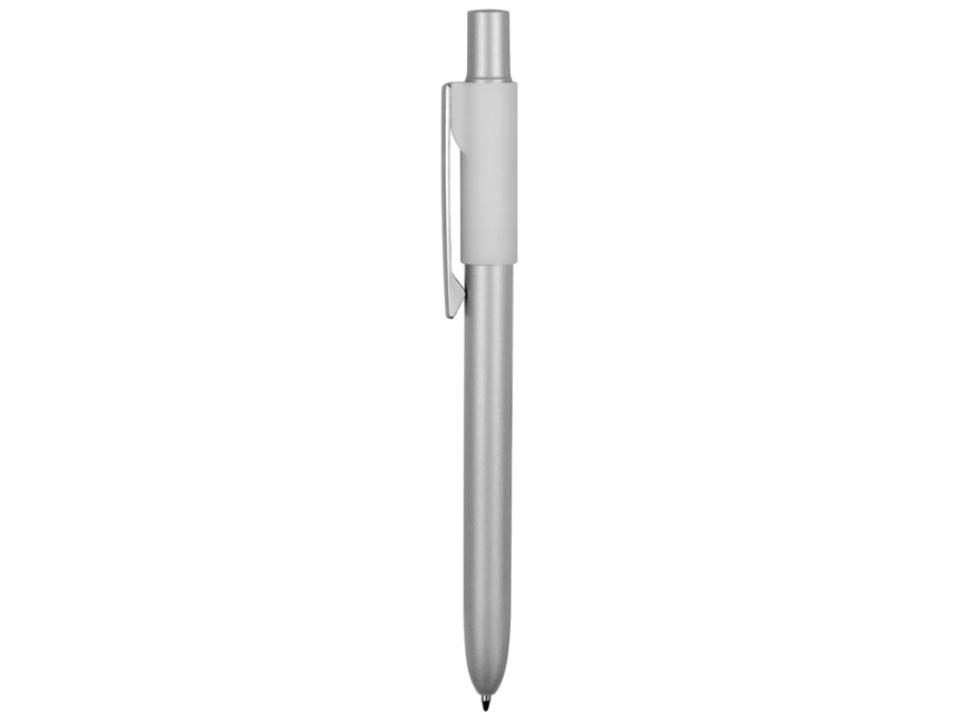 Ручка металлическая шариковая Bobble с силиконовой вставкой, серый/белый фото 3
