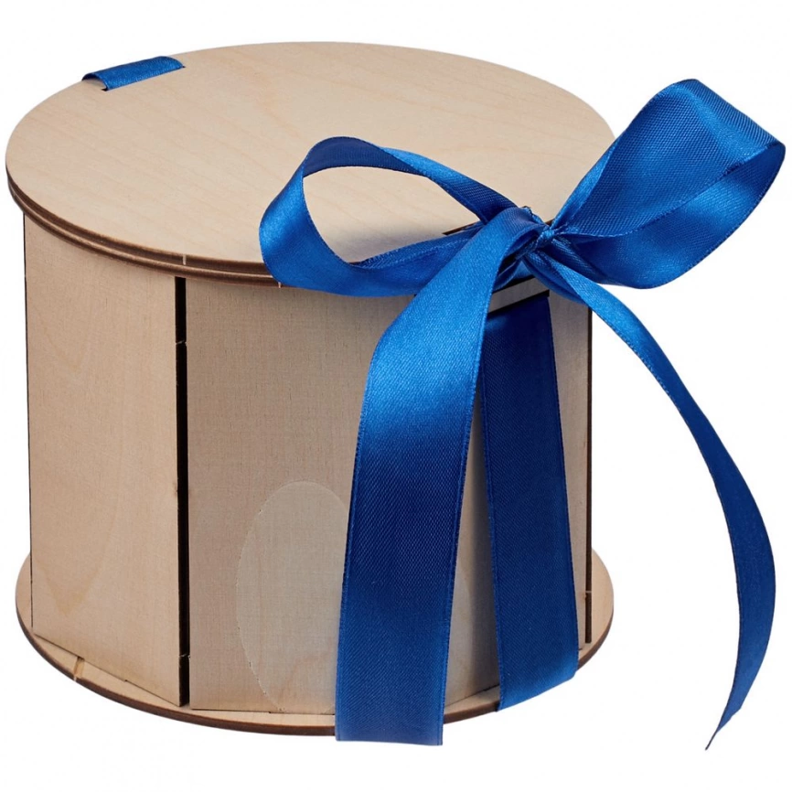 Коробка Drummer, круглая, с синей лентой фото 1