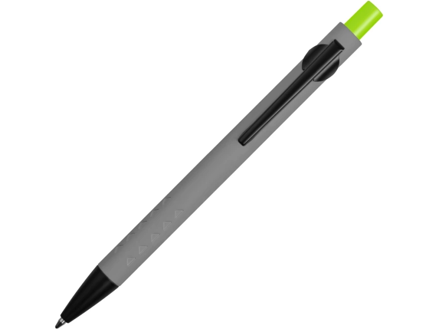 Ручка металлическая soft-touch шариковая Snap, серый/черный/зеленое яблоко фото 2