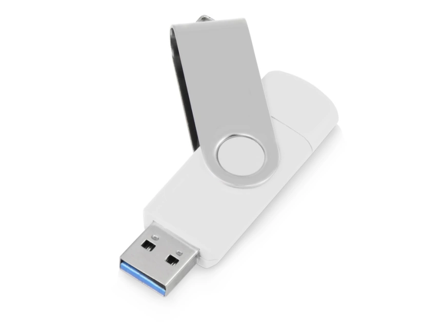 USB3.0/USB Type-C флешка на 16 Гб Квебек C, белый фото 2