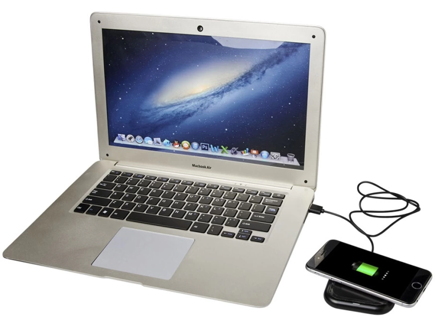 Беспроводная зарядка Radiant со светящимся логотипом, черный фото 4