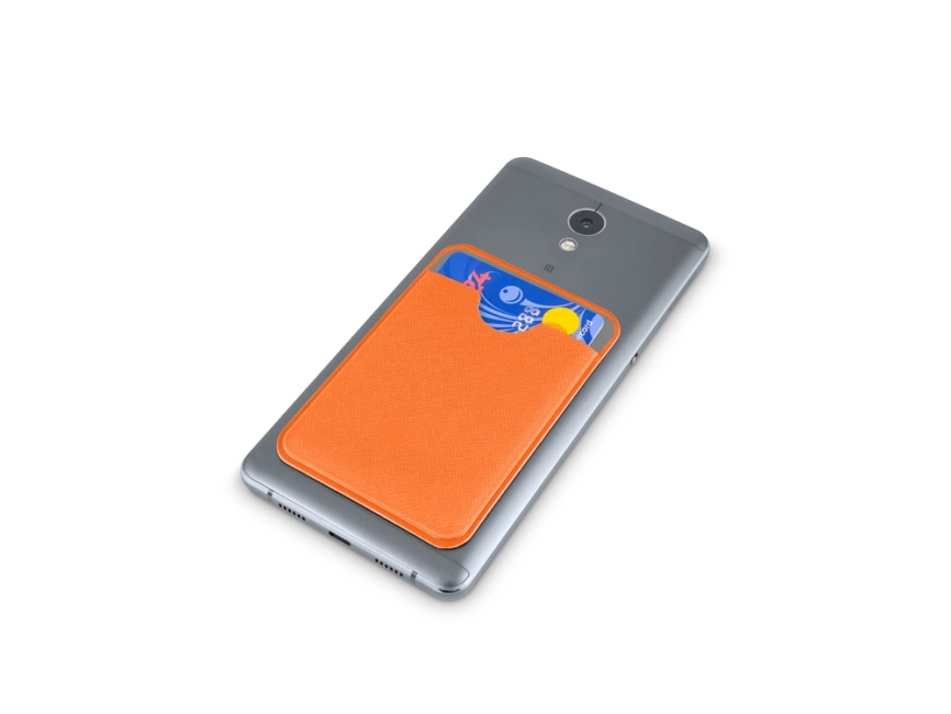 Чехол-картхолдер Favor на клеевой основе на телефон для пластиковых карт и и карт доступа, оранжевый фото 4