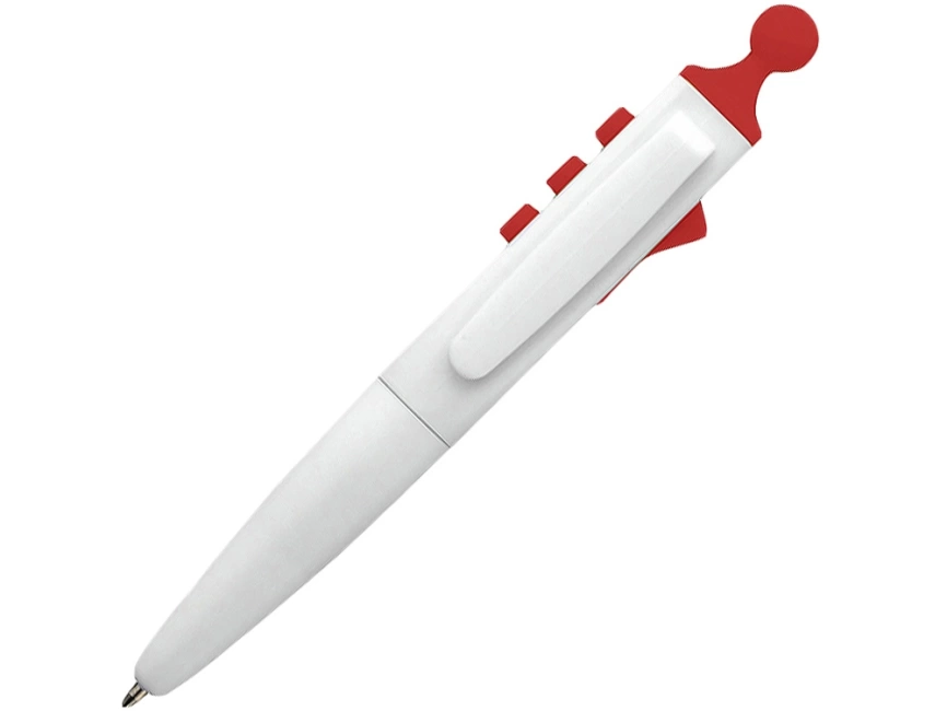 Ручка шариковая Clic Pen, белая с красным фото 1