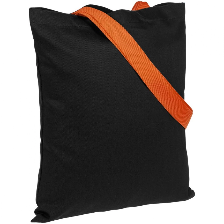 Холщовая сумка BrighTone, черная с оранжевыми ручками фото 1