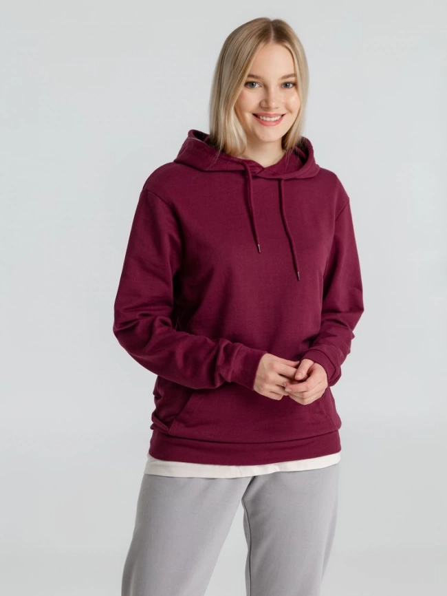 Толстовка с капюшоном унисекс Hoodie, бордовая, размер M фото 11