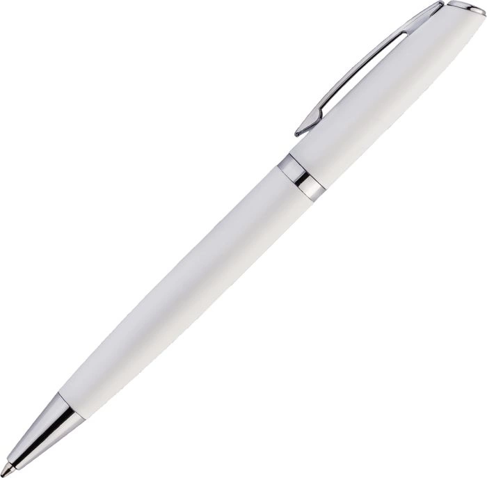 Ручка металличечкая VESTA, белая с серебристым фото 2