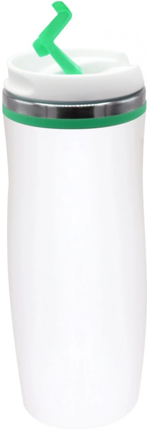 Термокружка Latte 420 мл, белая с зелёным фото 2