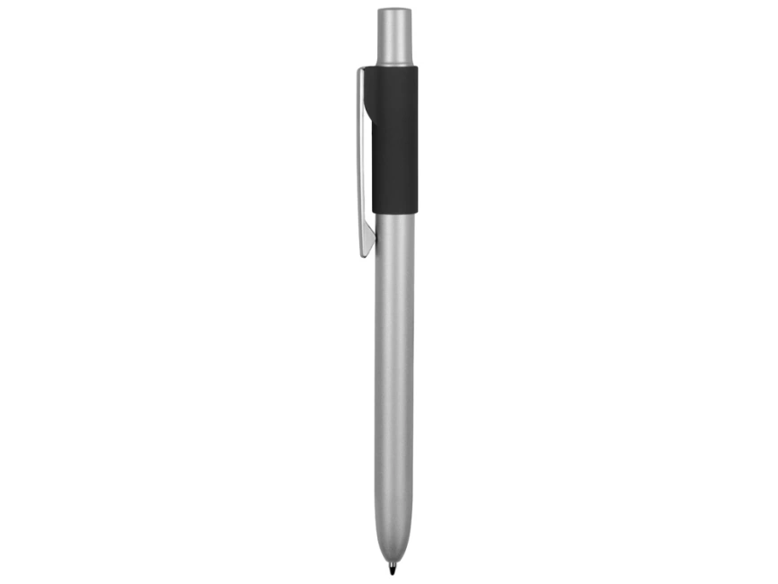 Ручка металлическая шариковая Bobble с силиконовой вставкой, серый/черный фото 3