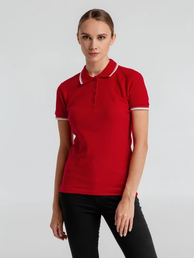 Рубашка поло женская Practice women 270 красная с белым, размер L фото 9