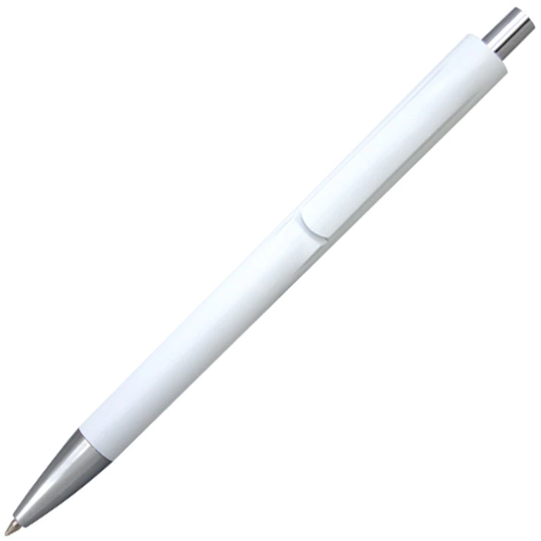 Ручка шариковая Хит, пластиковая, белая/серебро фото 2