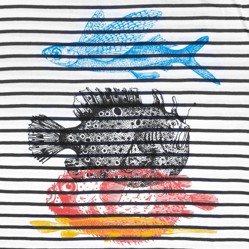 Футболка мужская с длинным рукавом «Морские обитатели», белая с темно-синим, размер S фото 3