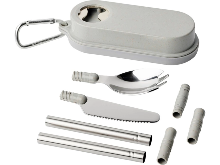 Столовый прибор Giles из пшеничной соломы с открывалкой для бутылок, серый фото 1