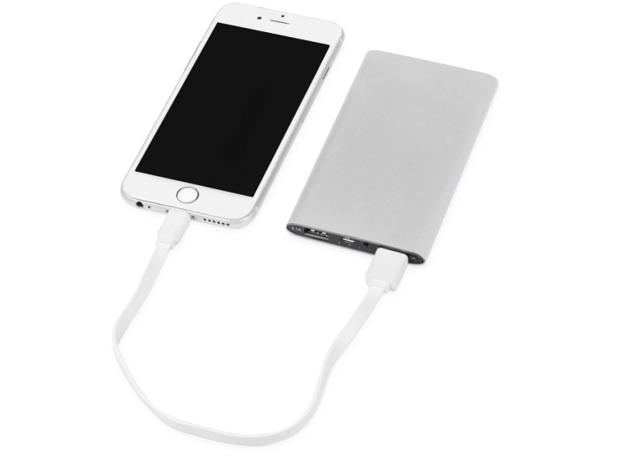 Портативное зарядное устройство Мун с 2-мя USB-портами, 4400 mAh, серебристый фото 2