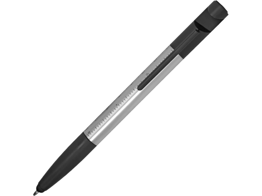 Ручка-стилус пластиковая шариковая многофункциональная (6 функций) Multy, серебристый фото 2