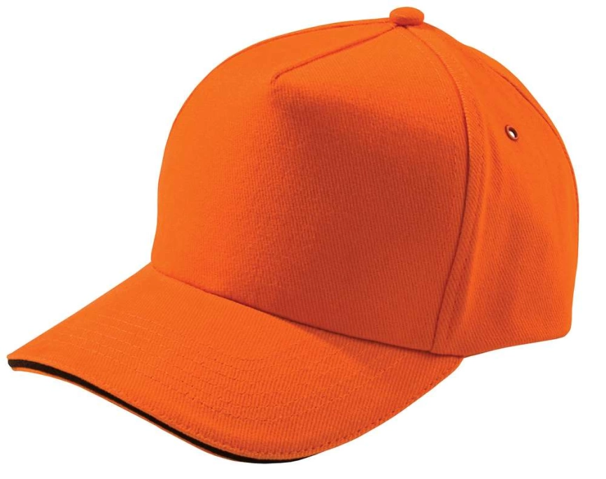 Бейсболка Unit Сlassic, оранжевая с черным кантом фото 1