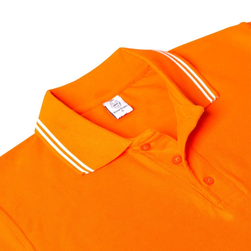Рубашка поло Virma Stripes, оранжевая, размер M фото 3