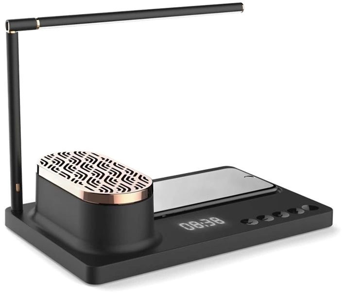 Настольная лампа Volando c колонкой, беспроводной зарядкой и дисплеем фото 2