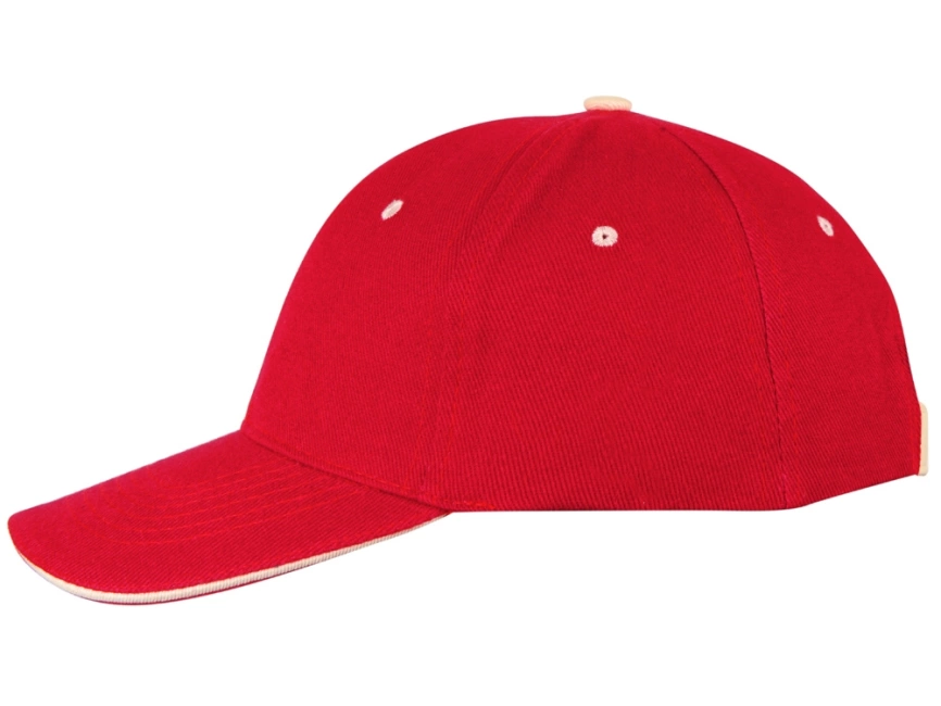 Бейсболка New Castle 6-ти панельная, красный/натуральный фото 3