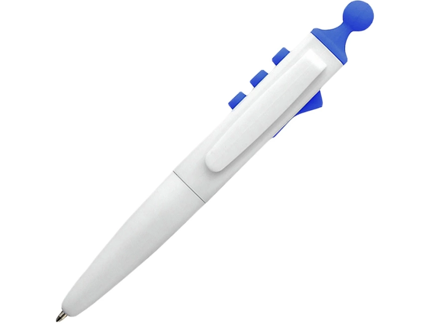 Ручка шариковая Clic Pen, белая с ярко-синим фото 1