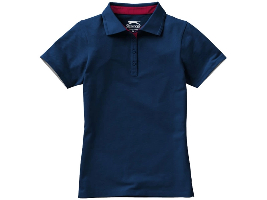 Поло женское с короткими рукавами Hacker, темно-синий/красный фото 2