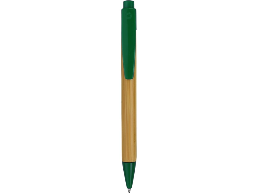 Ручка шариковая Borneo из бамбука, зеленый, черные чернила фото 2