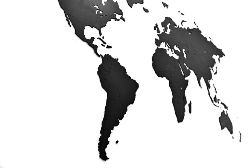 Деревянная карта мира World Map Wall Decoration Large, черная фото 2